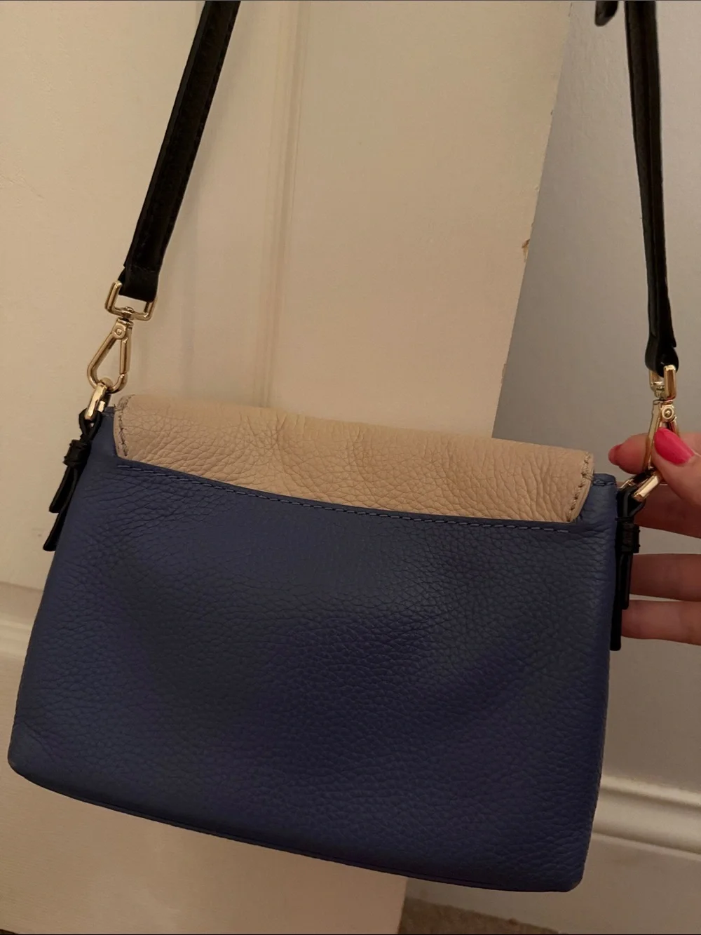 kate spade Two-Tone Beige and Navy Leather Crossbody